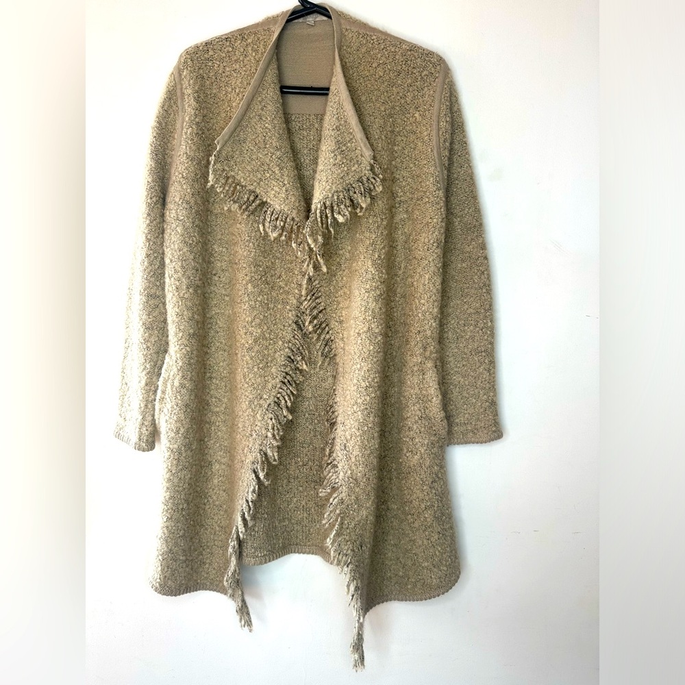 Joan Vass Vintage Fringed Open Front Sweater